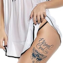 Semipermanent Temporary Tattoo Stickers 20-25 days Lifespan For Men Women Boys & Girls Waterproof 3D Realistic Decorative Butterfly Tatto Sticker Blue Coloured Temp Watertransfer Size-18X11cm GZ-047-image-95