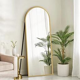 CORSICA DESIGNS | Arched Metal Full-Length Hanging Mirror | Modern Full-Body Wall Mirror for Bedroom, Bathroom & Living Room (Glam Gold_Floor, (58x23))-picture-14