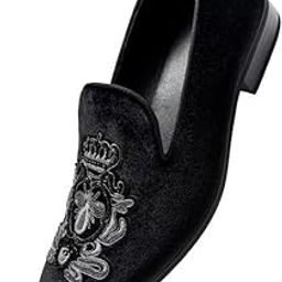 Men's Velvet Loafers – Embroidered Slip-On Loafers with Royal Crest Design | Stylish Wedding & Party Footwear | Premium Comfort for Formal Events|-image-72
