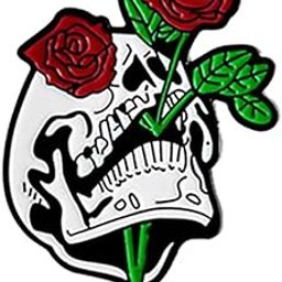 Ghost Enamel Pin - Double Skull & Skeleton Horror Brooch, Skull Face with Flower Lapel Pin, Punk Badge Gift-picture-42