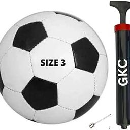 GKC PVC Size-3 Football Black-White and Pump with Needle Best for Kids and Adult-picture-27