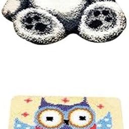 CALANDIS™ 2pcs Bear Owl Latch Hook Kits Rugs Cushion Crafts Embroidery for Beginners | Latch Hooking Kits | Latch Hooking | Rug Making | Needlecrafts & Yarn-picture-30