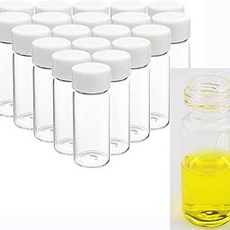 15ml Clear Glass Liquid Sample Vial with White Screw Caps - 27-Pack Empty Refillable Essential Oil Bottles for Preservation, Storage, and Test Vials Container-16