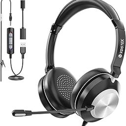 PC Headset with Mic, USB Headphones with Microphone/Mic Noise Cancelling & Volume Control, Wired Headset for Computer, Laptop, Work, Teams, Office, Zoom, Online Classes, Skype-image-1