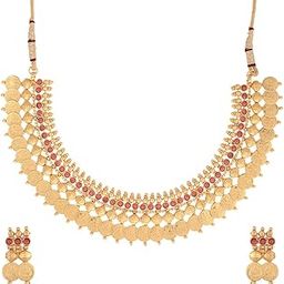 zeneme Red Temple coin Necklace Set/Jewellery Set for Women & Girls-picture-4