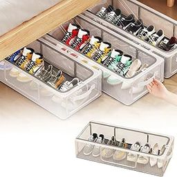 Whixant Pvc Shoe Storage Box - Waterproof & Foldable, Shoe Organizer for Closet, Shoe Boxes Clear Plastic Stackable, Collapsible Shoe Storage Organizer for Closets, Entryways, Under Beds-9