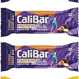 CaliBar 20g Protein Bar - 3 Bars Almond Choco + 1 Bar Banana Binge (Pack of 4 Bars) No Added Sugar, Gluten-Free, 5g Fiber, No Preservatives, Delicious Taste & 100% Veg. (65g x 4 Bars)-image-43