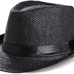 Boy's Fedora Short Brim Straw Hat-image-3