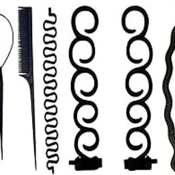 StayBuy™ Hair Styling Tool Combo, Hair Accessories, Hair Bun Maker Juda Maker French Braid tool For Women/Girls Pack -09, Color-Black-image-92