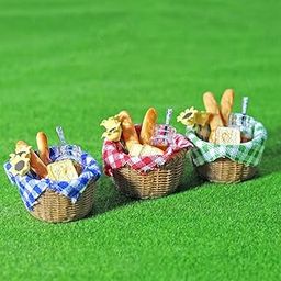 Fashion My Day 2xMini Miniature Bread Picnic Cloth with Basket 1/12 Doll House Red Plaid | Modern | Clothes & Accessories | Dolls-image-74