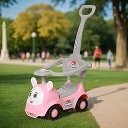 Fun Ride On Push Car, Rabbit 3 in 1 Rider with Removable Parental Handle - Musical Push Car with Lights and Utility Storage Toy Box - Armrest Guardrails for Safety, Kids Indoor/Outdoor Toy Car (Pink)-12