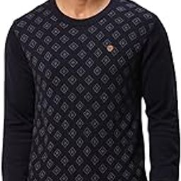 Men's Regular Fit Acrylic Wool Blend Round Neck Jacquard Pattern Full Sleeve Sweater-image-27