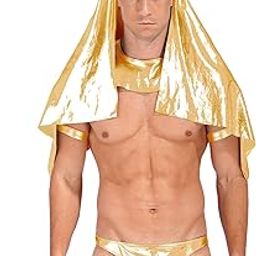 Lingerie for Men Male Greece Style Faux Leather Babydoll Bikini Lingerie Set with Hat and Thong-image-98