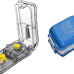 VOXBIT Pill Box and Pill Cutter Splitter for Small and Large Pills in Half with Stainless Steel Blade Easy Cut Pills Tablet | 8 Part Pill Case travel Pill Organizer Box for Pocket Daily Pill Case-5