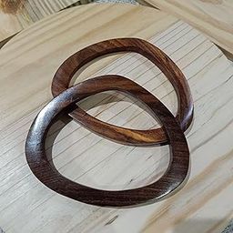 Trend N Trade Wooden Onion Shaped Bag Handle 6 * 5INCH Pure RED SHEESHAM Wood 1 Pair [Buy This and GET 1 Pair of 2.5" Round Ring Free]-image-70
