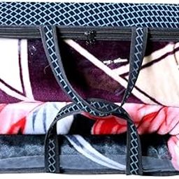 The Furnishing Tree Zippered Waterproof Polyester Quilt & Blanket Storage Cover, Set of 1, Small - Dimension HxWxD in Inches (8x17x20), Check Blue-image-44