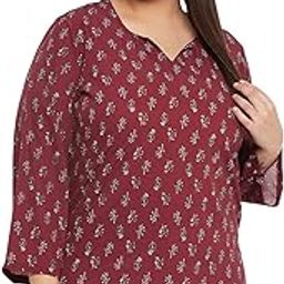 Multicolor Viscose Rayon All Over Printed Longline Regular Fit Plus Size Tops for Women (Available Sizes-XL Tops|XXL Tops|3XL Tops|4XL Tops|5XL Tops)-image-5