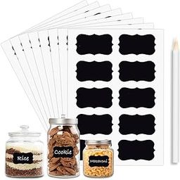 Fliptic 96 Piece Waterproof Vinyl Black Labels Stickers for Mason Jar Glass & Plastic Bottles, 96 Labels Piece Stickers with 1 Piece White Pencil, Self-Adhesive Spice-image-22