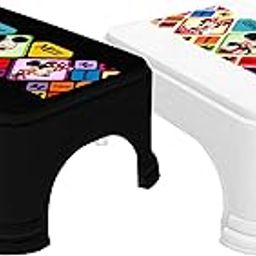 Homestic Disney Mickey Minnie Print Square Plastic Bathroom Stool, Adults Simple Style Stool Anti-Slip with Strong Bearing Stool for Home, Office, Kindergarten (Set of 2,-image-79