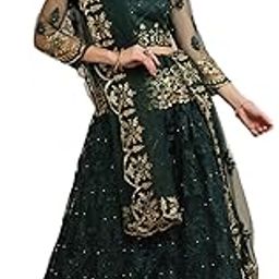Green Color Embroidery Net Fabric Lehenga Choli With Dupatta For Womens-image-82