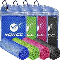 YQXCC Cooling Towel 4 Packs (47"x12") Microfiber Towel Yoga Towel for Men or Women Ice Cold Towels for Yoga Gym Travel Camping Golf Football & Outdoor Sports (Dark Blue/Dark Gray/Rose Red/Green)-image-4