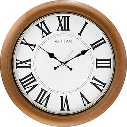 Titan Contemporary Brown Analog Wall Clock with Silent Sweep Technology - 42 Cm X 42 Cm (Large),Plastic-18