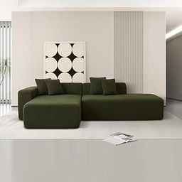 LEGACY OF COMFORT L Shaped Sectional Sofa, L Shaped Couch, 3 Seat Corner Sofa Couch, Modern Upholstered Couch with 4 Pillow Left Hand Lounge for Living Room, Office (Olive Green)-image-26
