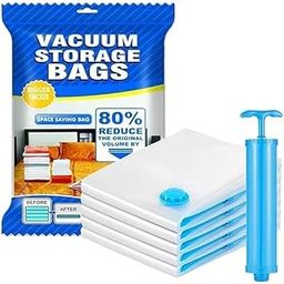 Vacuum Storage Bags with Hand Pump, 5 Pack Multi-Size Space Saver Bags for Clothes and Quilts, Reusable Compression Bags-image-14