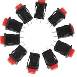 SAZ DEKOR 10 x Car Boat Locking ON-OFF Push Button 2-Pin Latching Switch Red 14 * 14mm-14