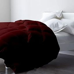 Bright Décor All-Season 300 GSM 1-Piece Double-Reversible Bed Comforter/Quilt/Blanket/Rajai - Down Alternative Quilted Duvet Insert with Corner Ties - Winter Warm - Machine Washable - Burgundy Solid-image-25