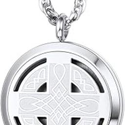 PROSTEEL Black Celtic Knot Cross Diffuser Necklace Locket Aromatherapy Necklace Stainless Steel Essential Oil Diffuser Mens Womens Jewelry Christmas Valentines Gift-image-57