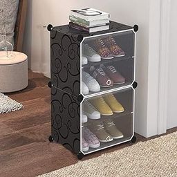 SNKR ESSENTIALS Portable Shoe Rack Plastic for Home DIY Plastic Shelves Household,with 2-Door 8-Pair for Design Easily Storage Cabinet Folding Entryway Floor Mats,Comfort-image-46