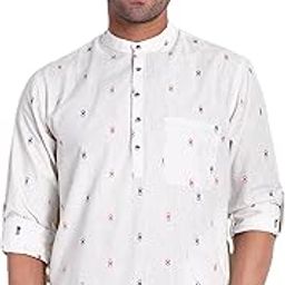 Men’s Short Kurta in White Dobby Cotton – Casual Wear for Festive & Occasions-image-35