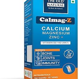 The Old Natural Calmag-Z | Calcium, Magnesium, Zinc with Vitamin D3 + K2 (MK7) | 16 Ayurvedic Herbs | Supports Bone, Joint & Immunity | Clinically Tested | 60 Tablets (Pack of 1)-image-93