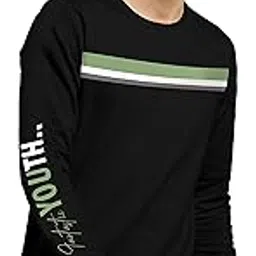 jump cuts Men's Printed Round Neck Fullsleeve Yellow, Black Cotton Tshirt-picture-14
