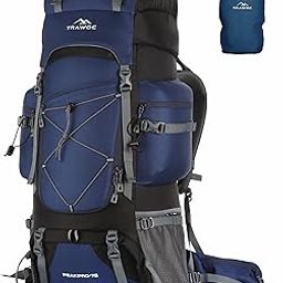 TRAWOC PEAKPRO 75 Liter Travel Backpack for Hiking Trekking Bag Camping Rucksack with Laptop Compartment/Rain Cover/Shoe Compartment BHK002, 3 Year Warranty, Blue-image-97