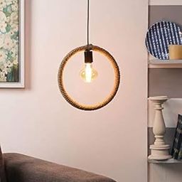 LazyHomez Round Rope Design Hanging Pendant Ceiling Lamp Light for Home Bar Restaurant Cafe Decoration (Black, No Bulbs Included).-image-31