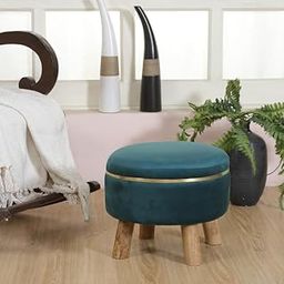 Smartkart Ottoman pouffe Stool for Living Room Small Kids Stool for Baby Study Table Stool for Child Kids Room Baby Sofa Stepstool Children Wooden Stools 14x12 Inch, Seagreen-picture-18