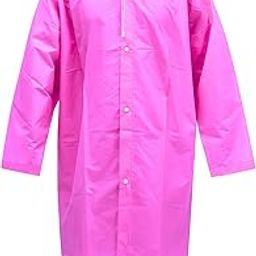 BANSHRI ENTERPRISE Unisex Waterproof Raincoat for Men & Women | Lightweight Rain Coat with Hood & Front Buttons | Long Length Rainwear Travel & Monsoon | Free Size (IN, Alpha, Free Size, Pink)-13