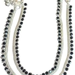 Adjustable Silver Anklet For Women's & Girl's with Black Stone Design |Traditional Studded Black Bead Anklet For Everyday Use | Perfect Gifting item-image-83