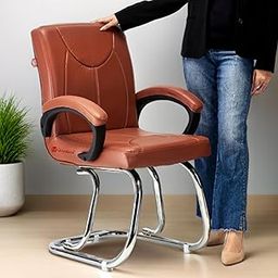 Relaxation Chair Made up of Strong and Durable Frame Home Chair Modern Design for Comfort Seating (1, Brown, Double Pipe Frame)-image-36