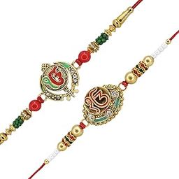Combo Pack of 2 Rakhis AD Studded Ik Onkar Punjabi RakhiSpritiul,Bhaiya, Bracelet,Designer Set With Pack of Roli-chawal n Rakshabandhan Greetings Card, Kids Rakhi-25060-image-102
