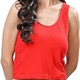 Women's Red Solid Stretchable Cotton Tank Top-image-19