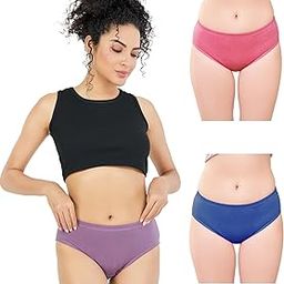 Riza Pretty Women's Hip Coverage Combed Cotton Fabric Hipster Mid Waist, 0.75 Inch (2 cm) Covered Elastic Panties Multicolors and Colors May Vary Pack of - 3-image-24
