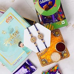 Gifticon Rakhi for Brother with Chocolate Combo Gift Set - Designer Rakhi for Brother Bhaiya with Celebration 50 Chocolates Pack - Rakhi Set of 2 | IB-2R-CB50-BluePendalSet-image-48