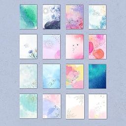 EKDALI Multi Coloured Small Notecards (6 x 4 Inches, 350 GSM), center fold Set of 16 I Greeting Cards for Birthday, Thank You Card| with envelope (Aesthetic Design)-4