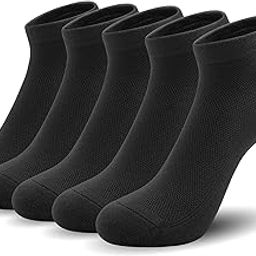 Bamboo Women Ankle Sock Breathable Thin Mesh Top Socks for summer Anti Odor Low Cut Cooling Sock 5 Pairs (Black, Large)-picture-37