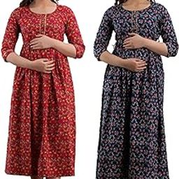 Women Cotton Knee Length Maternity Nighties & Nightdresses-picture-30
