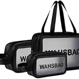 WowChoice Cosmetic Pouch, Make up Bag for Home & Travel, Toiletry Bag for Cosmetics, Brushes, Accessories Set of 3 - Wash Bag - Multicolor-image-62