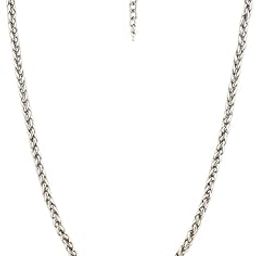 Rhodium Plated Breaded Chain for Men with Lobster Clasp, Silver, One Size-6